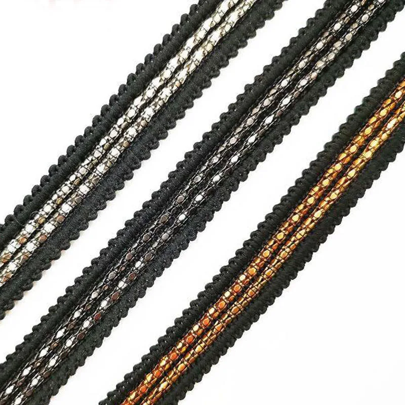 1 ярд 15 мм Золотая Серебряная металлическая цепочка кружевная отделка тканевая