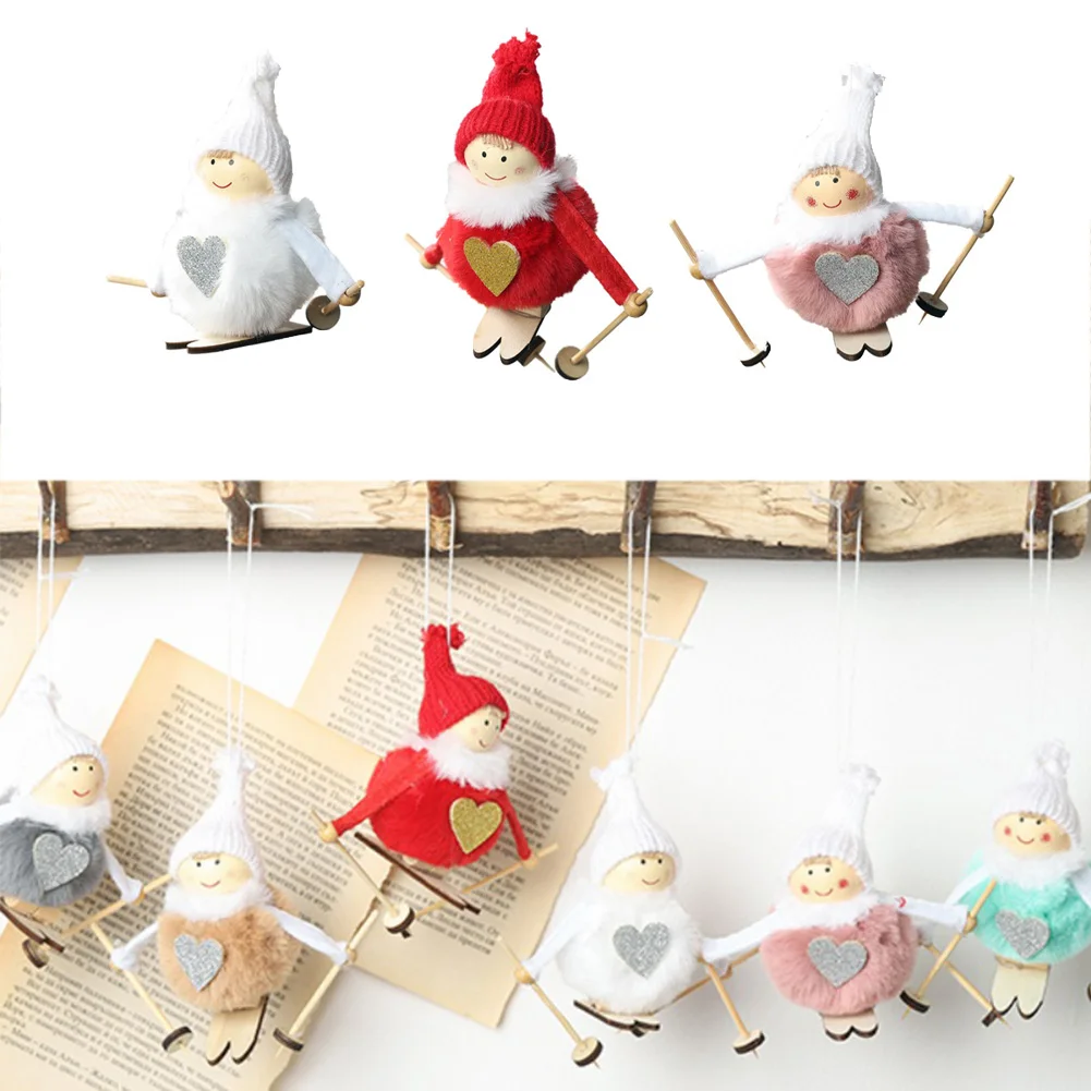 Плюшевый Ангел для катания на лыжах Рождественский мультяшный кулон украшения