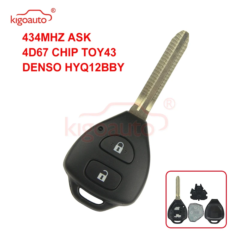 Kigoauto пульт дистанционного управления HYQ12BBY 2 кнопки 434 МГц ASK toy43 4D67 чип для Toyota Camry