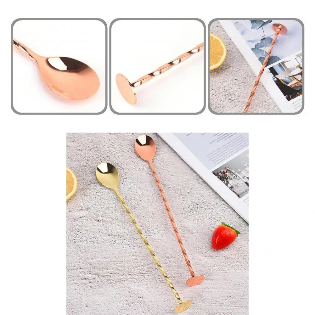 

Stainless Steel Excellent High-temperature Resistant Cocktail Mixing Spoon Attractive Stirring Spoon Food Grade for Party