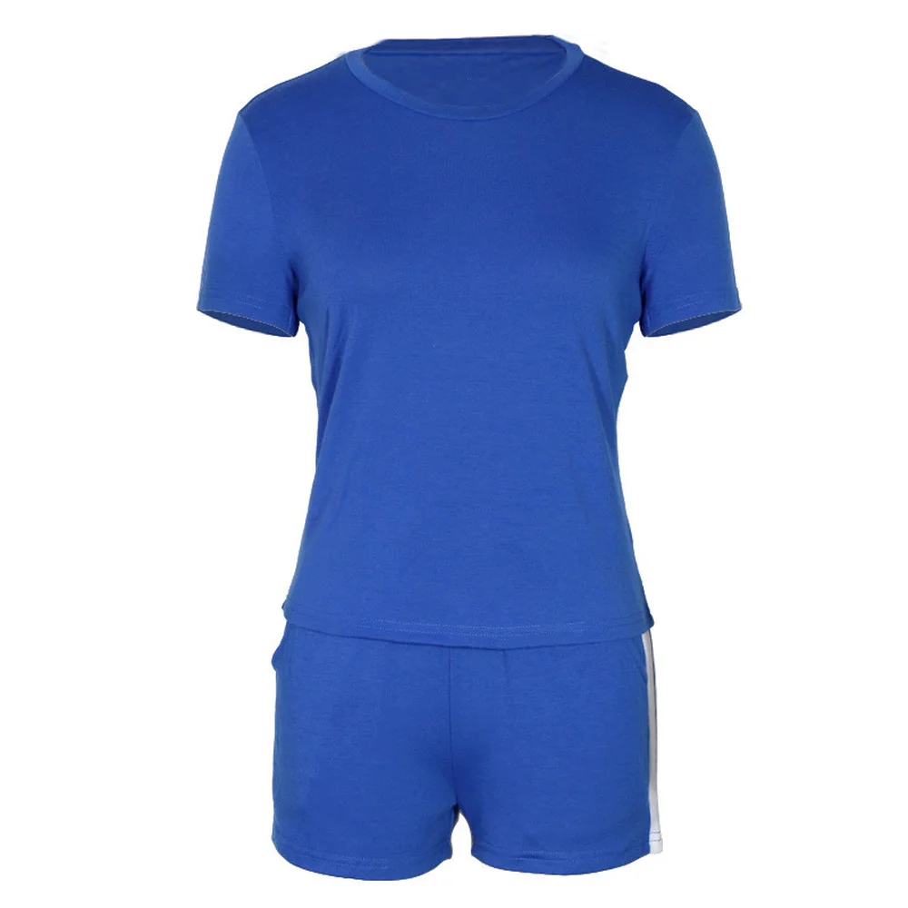 

Streetwear Fitness Matching Two Piece Set for Women Short Sleeve Workout T-shirt Top Drawstring Biker Short Summer Club Outfits