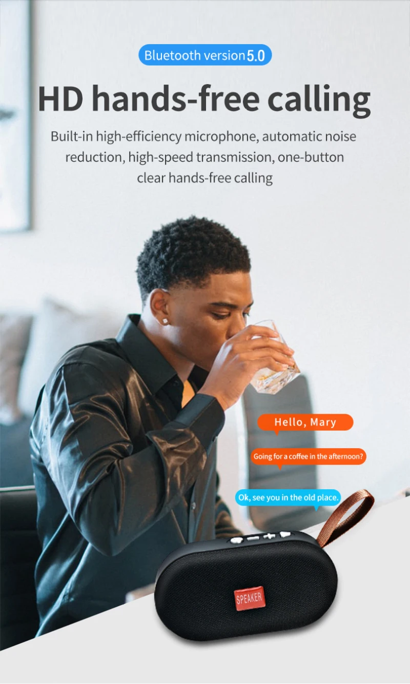 

Portable Bluetooth Speaker Wireless Loudspeaker Sound System 3D Stereo Music Surround Outdoor Speaker Support FM Radio TFCard