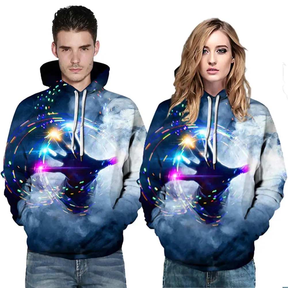 

Hoodie Men Halloween Unisex Long Sleeve Bloody Digital Print Loose Pullover Blouse Hoodie