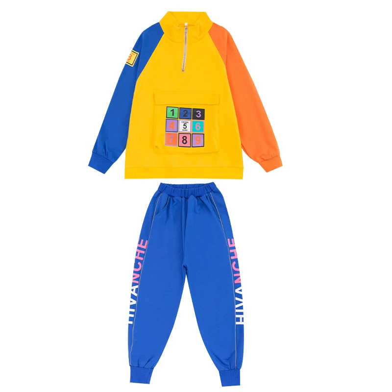 

Children Long Sleeve Hip Hop Suit Boys & Girls Jazz Fashion Clothes Kids Modern Street Dance Stage Performance Clothing