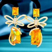 missvikki luxury diy fashion bowknot square drop earrings for women wedding party show earrings brincos female girl jewelry gift