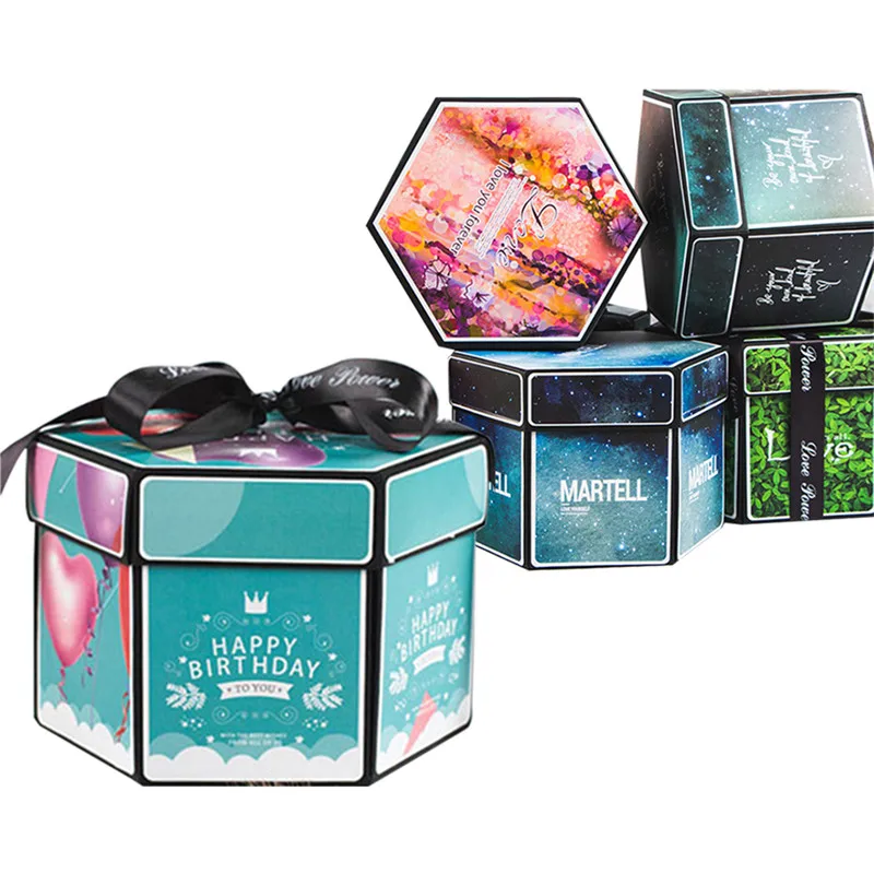 Шестигранная Подарочная коробка сюрприз взрывопосылка упаковка сделай сам