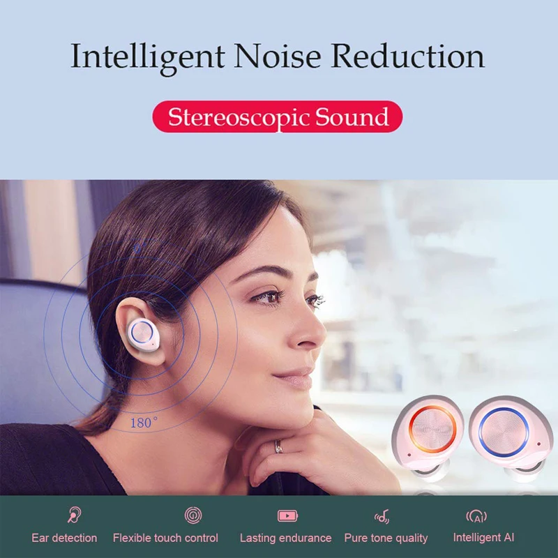 TW60 наушники-вкладыши TWS с Беспроводной Bluetooth наушники V5.0 HD Звук светодиодный