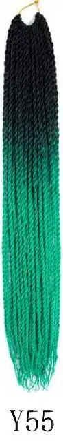 Qphair Ombre Сенегальские вьющиеся волосы крючком косы 24 дюйма 30 корней/упаковка синтетические плетеные волосы для женщин черные кроличьи волосы - Цвет: y55