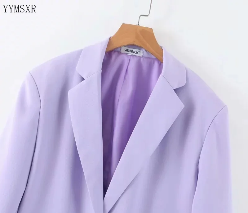 Модный женский Костюмный пиджак новинка 2020 повседневный свободный фиолетовый