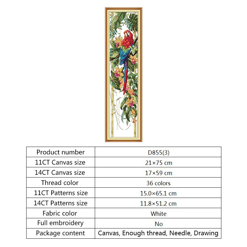 Набор для вышивки крестиком с изображением алого ара DMC 14CT напечатанный на холсте