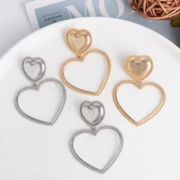 wholesale jujia heart earrings for women geometric hanging earrings female fashion modern jewelry oorbellen accessories
