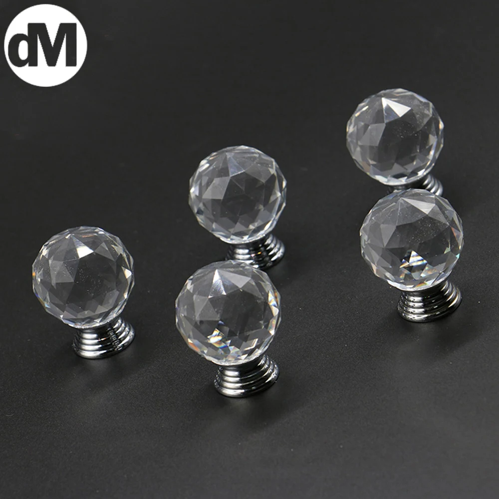 

Brand QDH Diameter 30mm Modern Simple Crystal Handle Faceted Ball Single Hole Round Drawer Handle Wardrobe Cabinet Handle Newest
