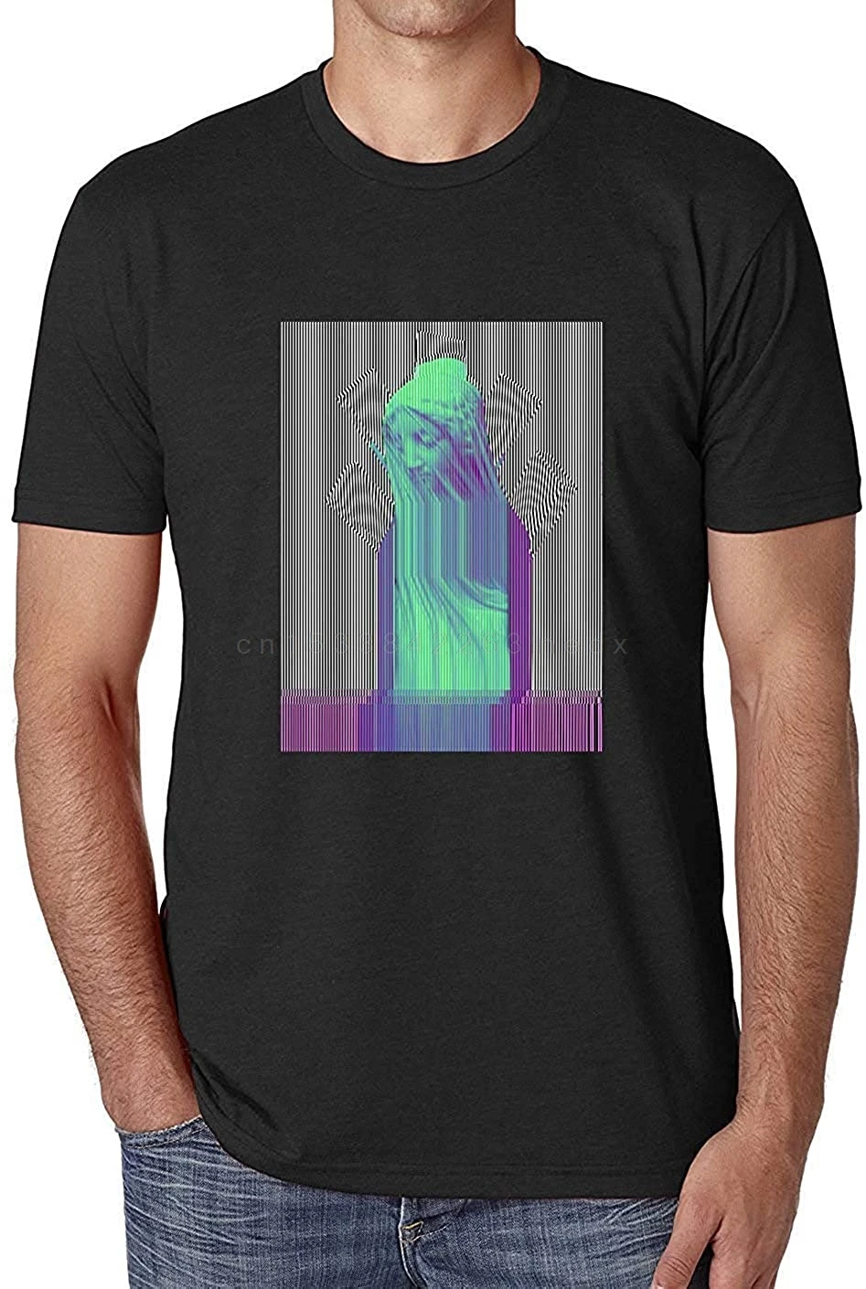 

Футболка мужская воздухопроницаемая с коротким рукавом, с принтом «статуя оптической Иллюзии»