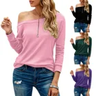 Модные элегантные Женские туфли-лодочки на T рубашки для мальчиков свитер с длинными рукавами для девочек, комплект с сексуальное платье с одним вырезом с открытыми плечами топы размера плюс футболка Женские; Футболки