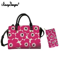 noisydesigns hot sell women shoulder bag colorful poppy flowers printing leather pink tote bags portable girl travel handbags