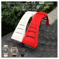 26mm high quality fluorous rubber steel joint watch band for richard mille white black rea rm011035055030 watch accessories