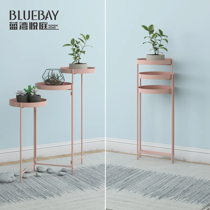 

Nordic Wrought Iron Floor-mounted Folding Flower Stand, Living Room Simple Storage Disc Decoration, Simulation Green Plant Pot