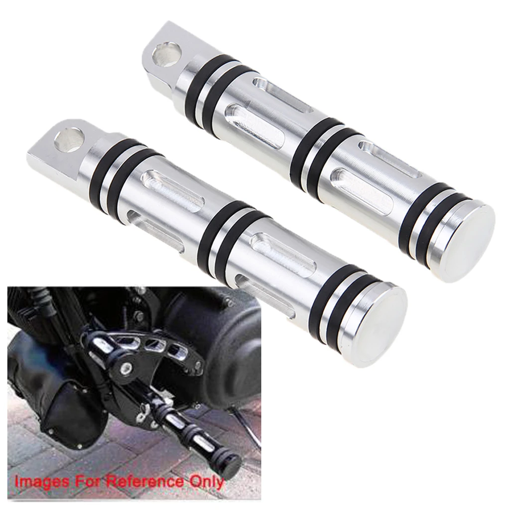 

Pair CNC Edge Cut Rear Front Foot Pegs For Harley XL/XR/883/1200/X48 Silver