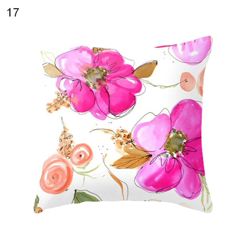 

Elegant Flower Cactus Waist Throw Cushion Cover Sofa Bed Home Decoration Floral Print Square Shape Sofa Decorations