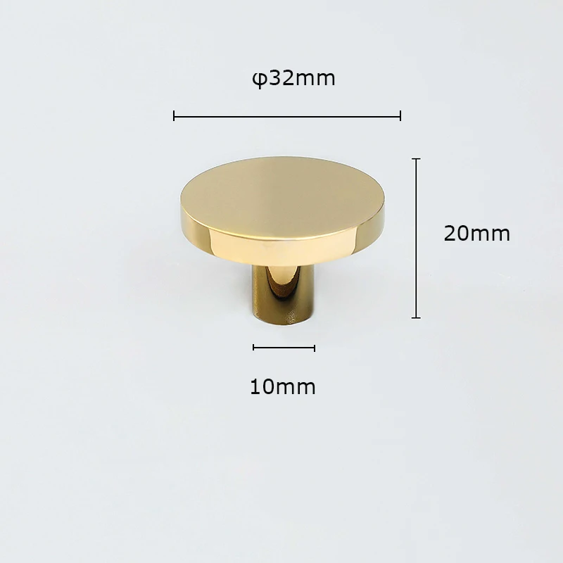 PVD gold PVD Золотая латунная простая ручка для шкафа, круглые ручки для комода, черные латунные ручки для выдвижных ящиков, ручки для кухонного шкафа - Цвет: PVD gold