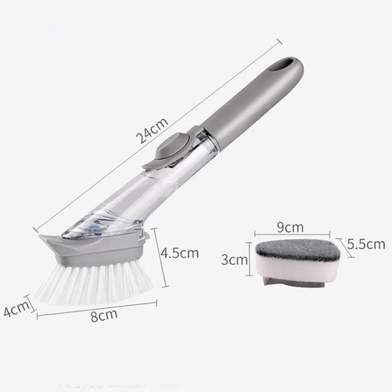

5pcs/set Kitchen Pot Cleaner Tool Double Use Kitchen Cleaning Brush Scrubber Dish Bowl Washing Sponge Automatic Liquid Dispenser