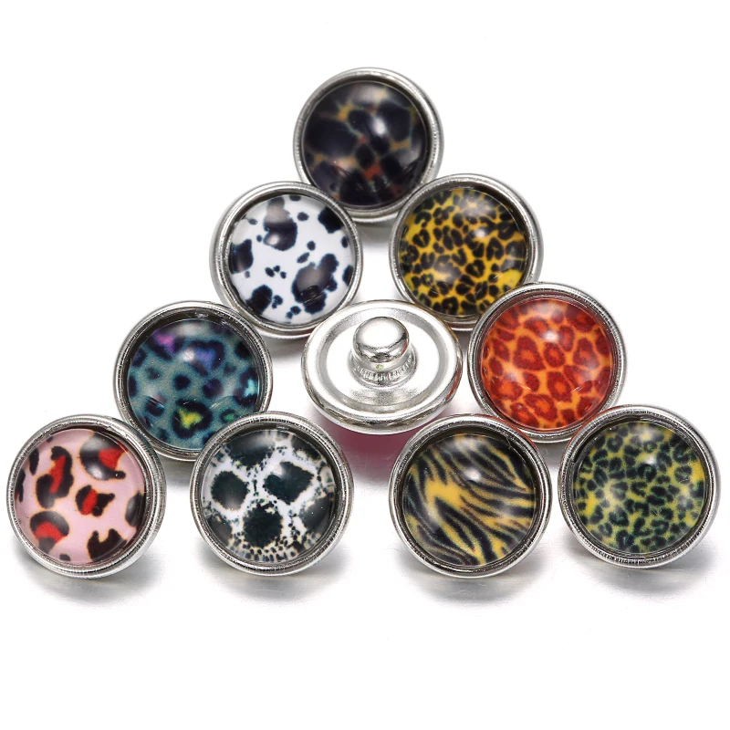 10 шт./лот круглые стеклянные украшения 12 мм с изображением зебры и леопарда