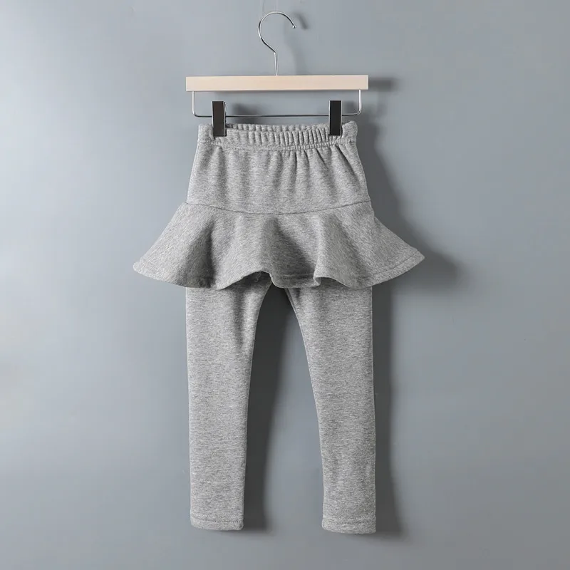 Осенне-зимние леггинсы для девочек юбка-брюки для маленьких девочек, плотные теплые детские чулки, бархатные детские узкие брюки штаны для девочек