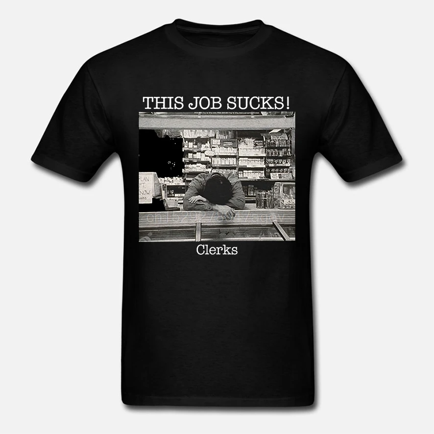 Клерки эта работа отстой! Облегающая футболка из Джерси летние футболки с короткими рукавами топы S ~ 3Xl