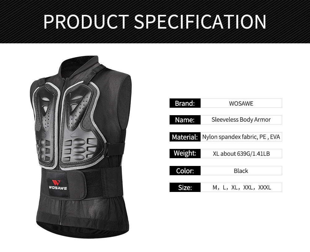 WOSAWE мотоциклетная бронированная Задняя поддержка нагрудная куртка для горного