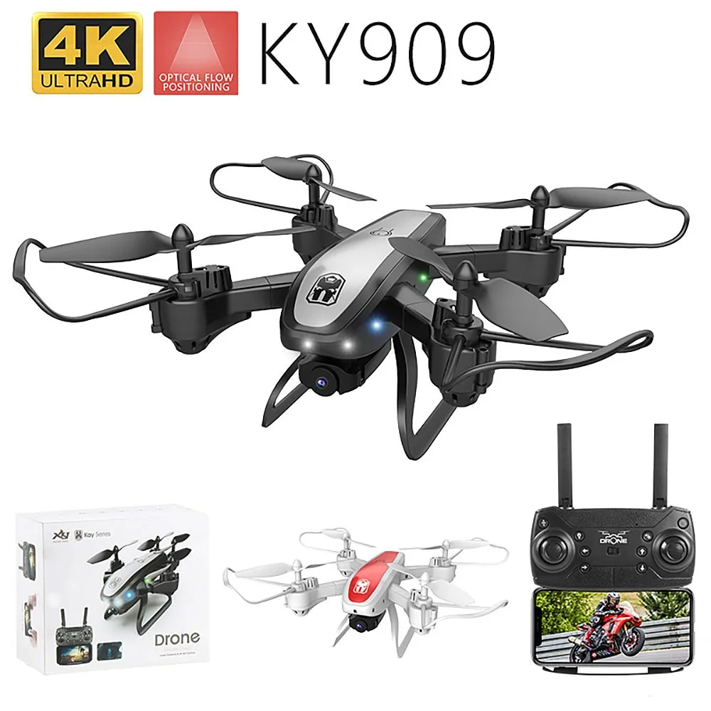 Дрон KY909 HD 4K WiFi видео live fpv Дрон светильник с потоком держать высоту четырехосный самолет одна кнопка взлет Дрон с камерой квадрокоптер с камерой квадракоптер квадрокоптер аккумулятор квадракоптер с камерой