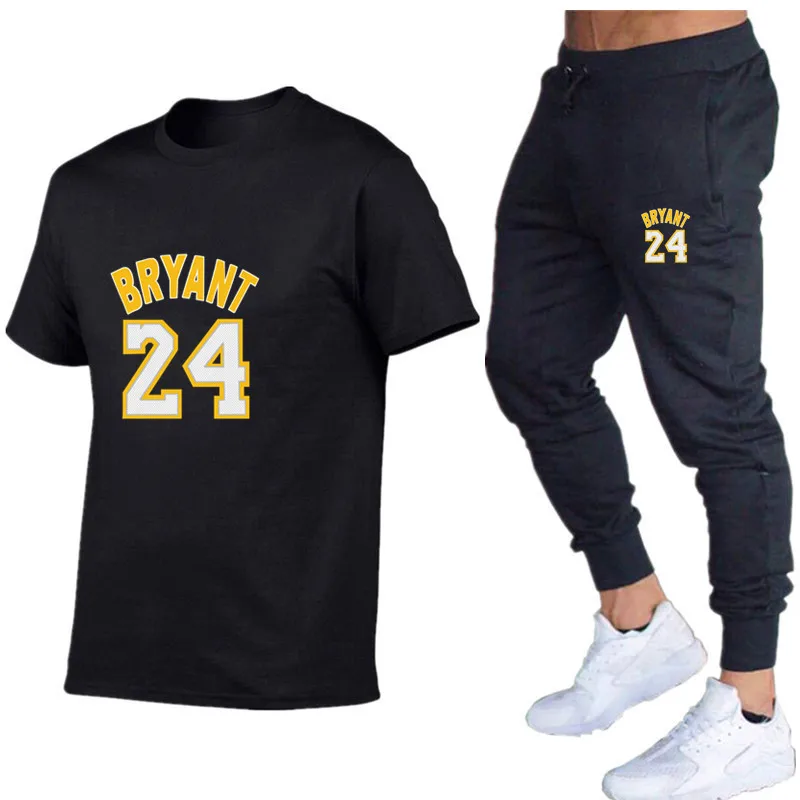 

2021New T-shirt 2 Pieces Sets Tracksuit Trousers Printing Men Short Sleeves+Pants Pullover Sportwear Suit Casual Sports