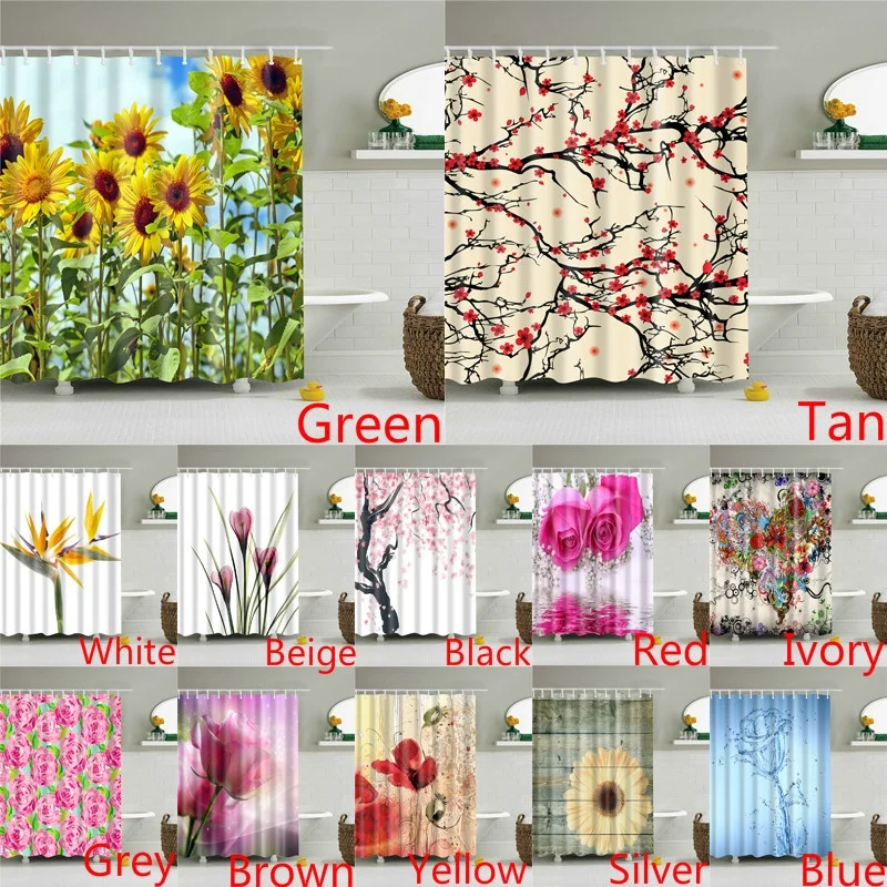 

Занавески на экран с крючками, Высококачественная занавеска для душа из полиэстера в ванной комнате, украшение для дома с цветочным принтом