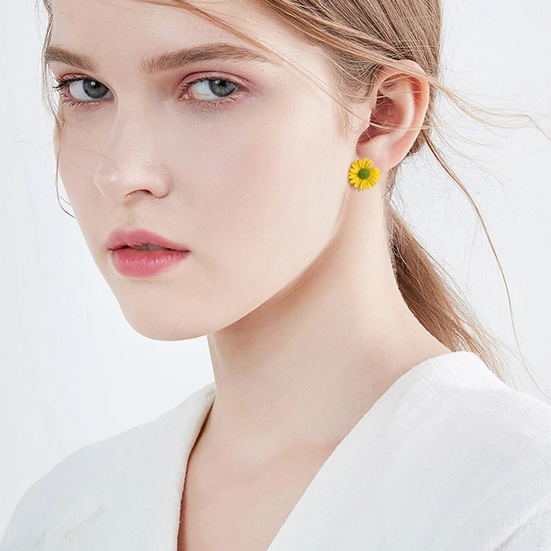 Женские серьги-гвоздики с подсолнухами золотистые Простые Модные серьги 2020 |