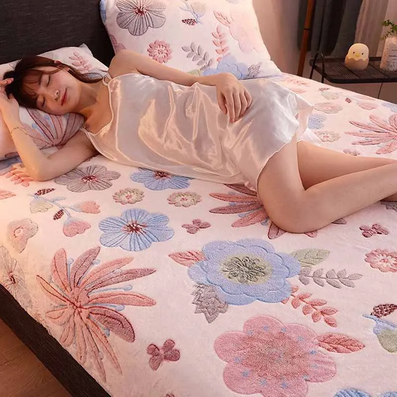 WOSTAR зимняя теплая фланелевая натяжная простыня с эластичной резинкой 3D Принт