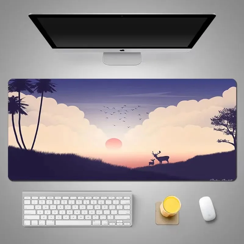 

New Sunset Tree Scenery Large Locking Edge Mouse Pad for Office and Home Game Notebook Computer Table Pad Keyboard Mouse Pad