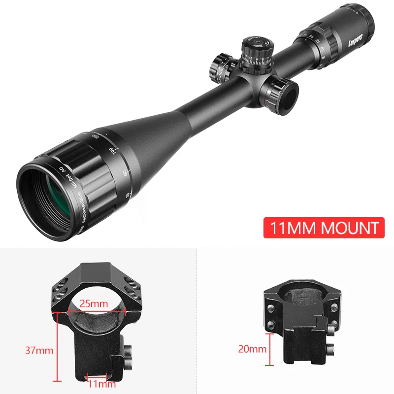 11mm LEAPERS 6-24X50 Riflescope тактический оптический прицел красный зеленый охота точка зрения с подсветкой Retical Sight для охоты Ak 47 - Цвет: 11mm