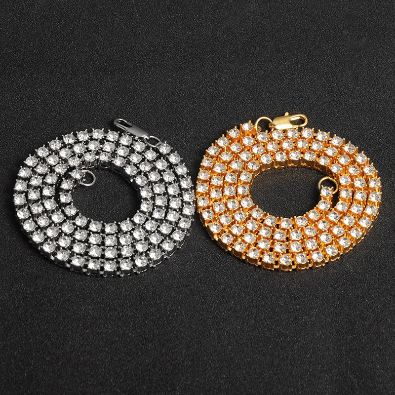 Мужское Колье со сверкающим покрытием 5 мм цепочка-чокер с Стразы в 1 ряд