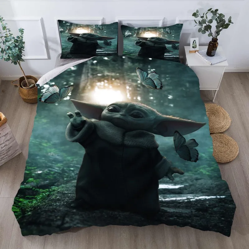 

Disney Star Wars Baby Yoda Bedding Set 3D Home Textile Quality Qualified Single Queen King Bedding Set Duvet Cover Pillow Cases