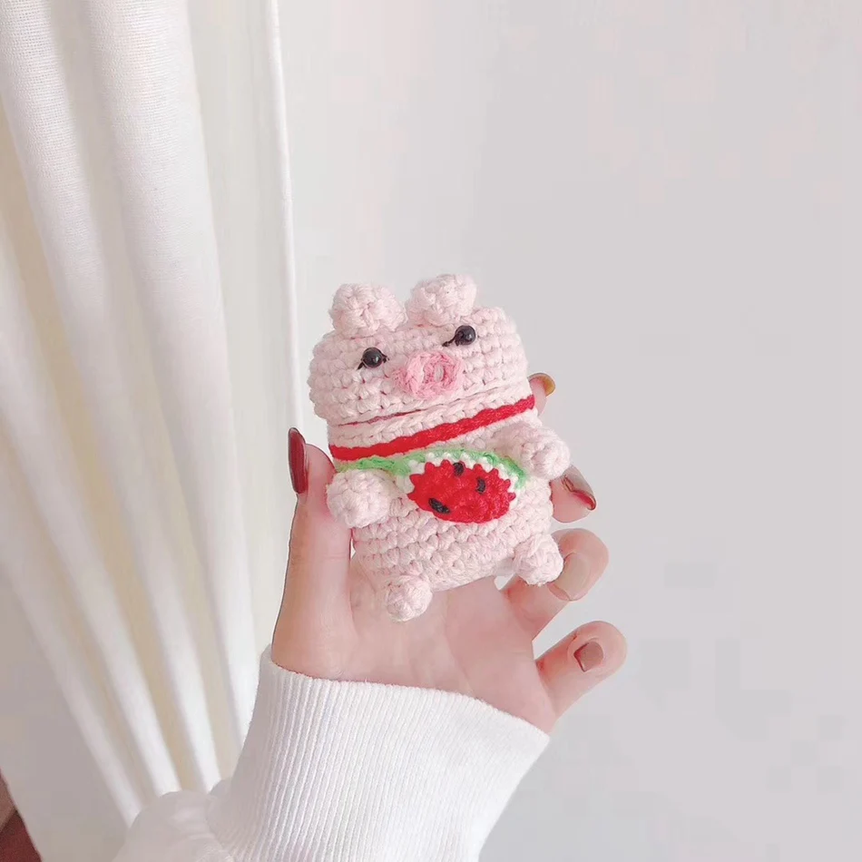 887U 3D Cute Earphone Case for Airpods Case Cartoon Knitted plush Cover for Apple Airpods 2 Case Bear Teddy Dog Rabbit Earpods Case - Цвет: 887U