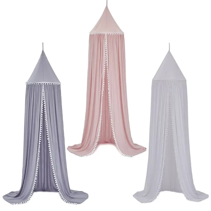 

Baby Bed Curtain Canopy Newborn Infants Cotton Hung Hairball Dome Mosquito Mesh Decor Children Room Crib Netting Tent