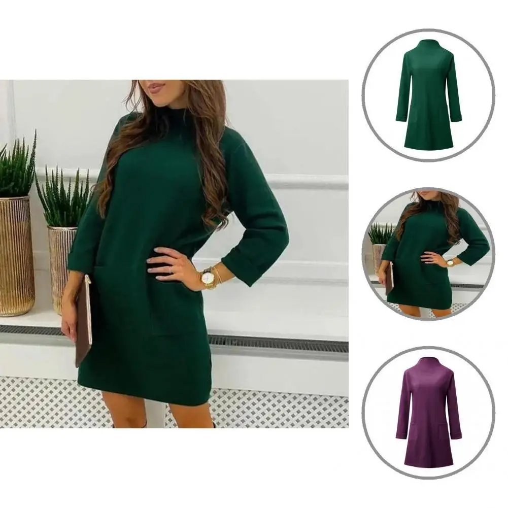 

Solid Color Stylish Middle Waist Velvet Female Dress Fabulous Female Dress All-match for Vacation