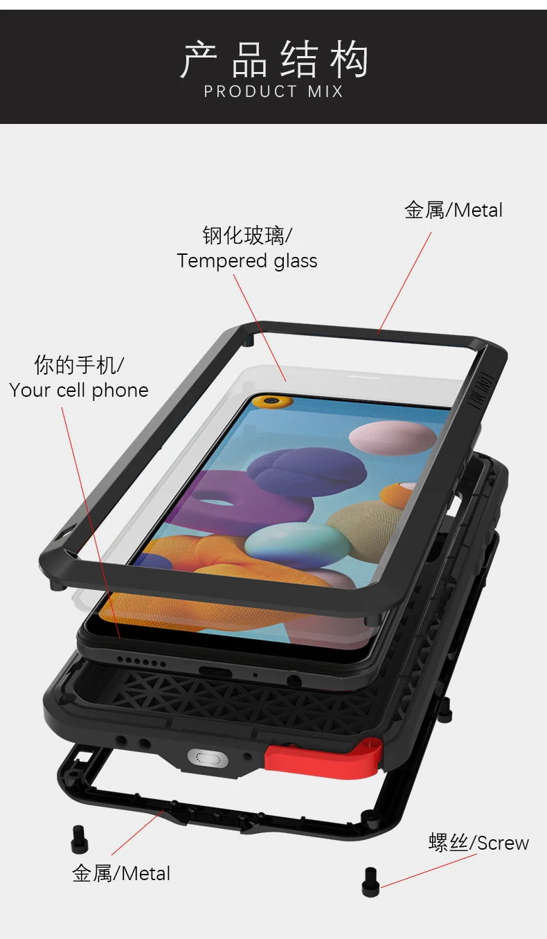 

Waterproof Metal Swimming Diving Phone Case For Samsung A21 Luxury Heavy Duty Armor Shock Dirt Dust Proof Aluminum Case