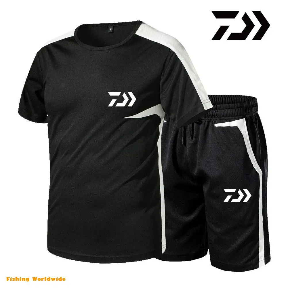 

Спортивный костюм Мужской Быстросохнущий, футболка с коротким рукавом и шорты для рыбалки, Быстросохнущий Спортивный комплект из 2 предмет...