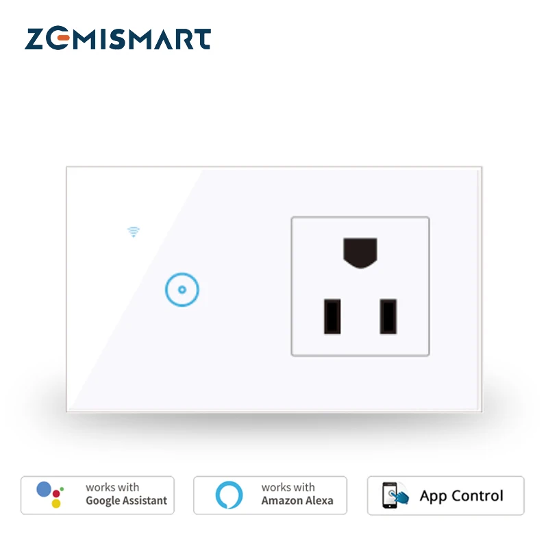 

Zemismart Tuya WiFi переключатель с выходом США Белый Alexa Echo Google домашний помощник умный светильник