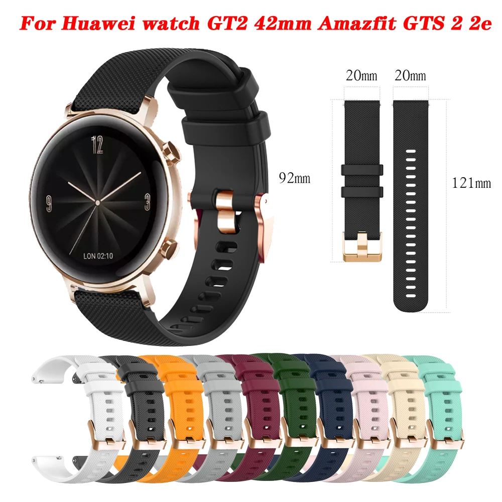 

20mm Smartwatch Band For Huawei GT2 42mm Watch2 pro Silicon Wirstband Huami Amazfit GTR 42mm Bip U Strap Replacement Accessories