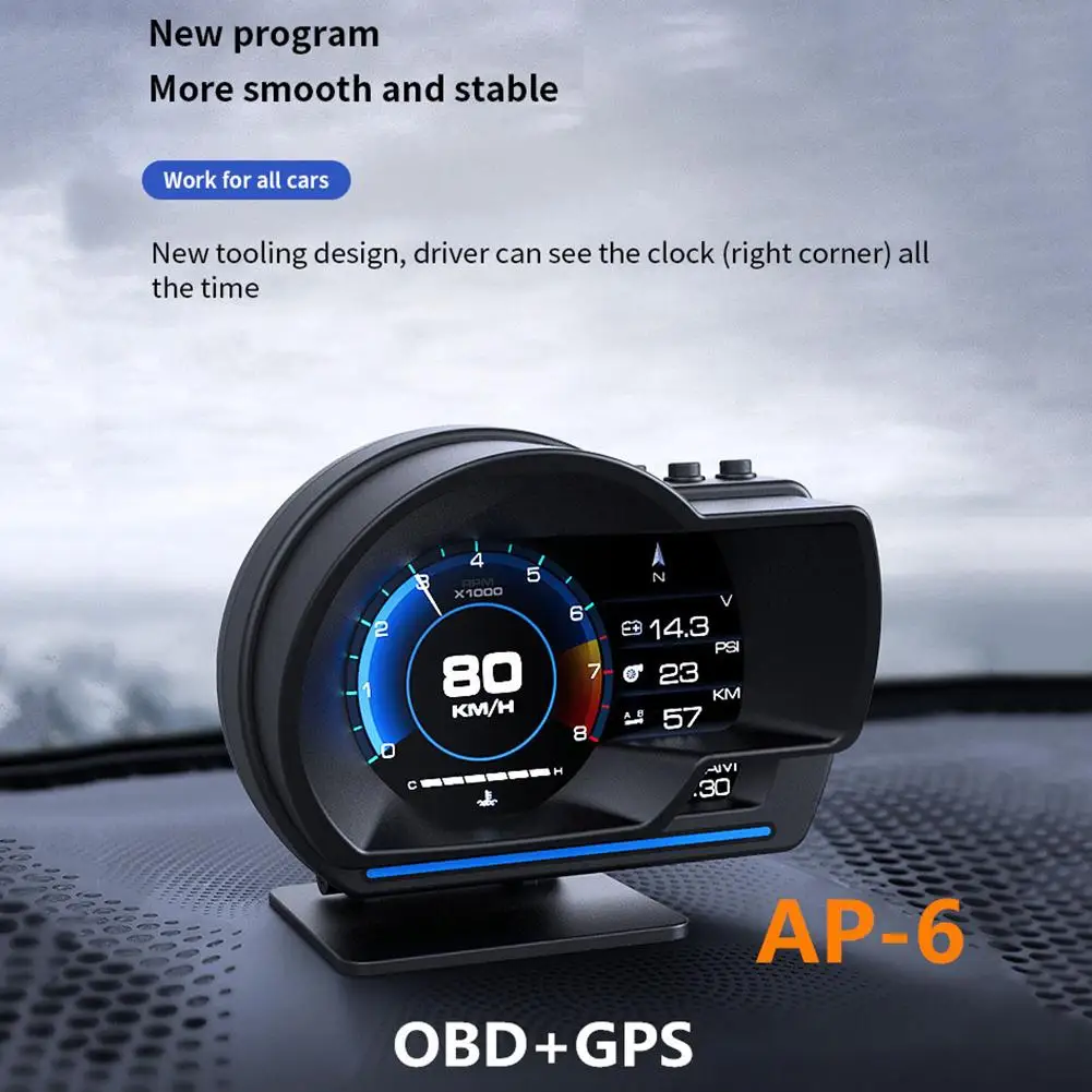 OBD+GPS Dual System Head-up Display Car Rotatable HUD With Alarm Atmosphere Light 100KPA/PSI Gps Speedometer Speed Projector | Автомобили