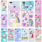 Чехол для телефона Huawei p smart 2018 Мягкий ТПУ силиконовый милый Радужный Единорог задняя крышка Enjoy 7S Чехол p smart Full 360 Защитный