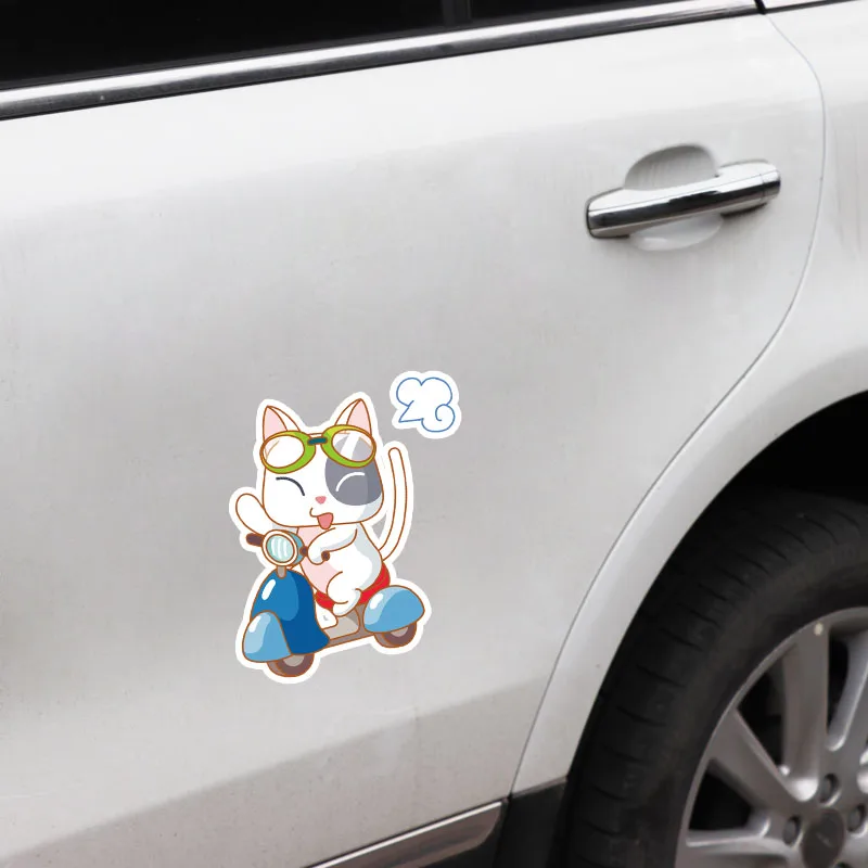 Fuzhen бутик-наклейки внешние аксессуары мультяшный кот езда на мотоцикле ПВХ