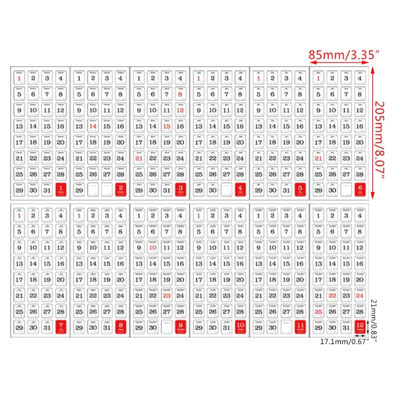12 листов 365 дней календарь Васи этикетка ежедневник Руководство стикер DIY Ремесло