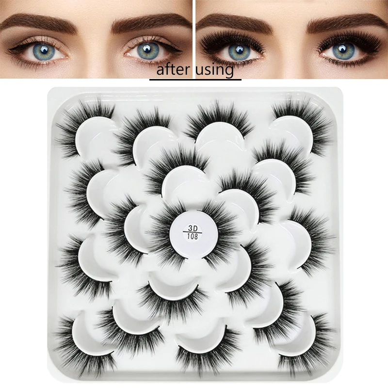 10 пар 3D Искусственные норковые ресницы густые пушистые Накладные ручной работы